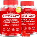 Manzana Vinagre Gummies, Keto ACV Gummies con Probióticos, Vitamina B12 & Keto Support, 2000 mg ACV con Madre para la Digestión, Metabolismo, Cleanse & Detox Diet, Vegan, Bajo Azúcar, 120 Condes