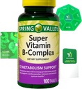 Super Vitamina B-Complex 100 Tabletas Suplemento dietético Bundle Exclusivo Mejor Ligth plagaSpring Guide + Pill semanal Organizar (3 artículos)