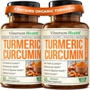 Suplemento de Curcumina Turmérica con Extracto de Pepper Negro - Turmérico orgánico de alta potencia 1200 mg " 95% Curcuminoides para la salud conjunta " Digestiva - Suplemento de soporte conjunto - 60 cápsulas de Curcuma - 2 Pack