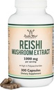 Reishi Mushroom Capsules (4:1 Ganoderma Extract, 1000mg Red Reishi Powder Servings) 300 Conde, 5 meses de suministro, Potent Mushroom Suplemento para el Sistema Immune Apoyo y Defensa por Madera Doble