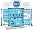 Premium Multi Collagen Peptides (Types I, II, II, V, X) - Collagen Pills for Skin Care, Hair Growth, Nails & Joints - Vitamin C, Hyaluronic Acid, Biotin, Gluten Free - 120 Collagen Capsules