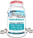 Bio Absorb Nattokinase Suplemento. 100 mg, 2000 FUs. Suministro de 6 meses. No GMO Natto Extracto Enzyme (180 Veggie Caps)