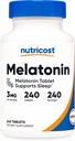 Nutricost Melatonin 3mg, 240 Tabletas - 3mg Por Serving, Non-GMO, Gluten Free