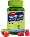 Magnesio Glycinate Gummies 500mg con L-Threonate 300mg - Suplemento de potasio sin azúcar con vitamina D, B6, CoQ10 - sabor a fresa - 60 Gummies