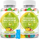 Potasio Magnesio Suplemento Gummies, Potasio Gummies para Adultos Niños, Alta Absorción Magnesio Glycinate para Leg Cramps & Immune Health, Libre de Azúcar, Vegan Mixed Flavors, 120 Conde