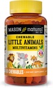 MASON NATURAL Chewable Pequeños Animales Multivitamínicos para Niños - Multivitaminas diarias para niños con vitamina A, C, D, B1, B2, B3, B6, B12 y Folate - 60 Tablas cultivables de forma animal