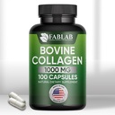 FabLab Bovine Collagen Tipo I Suplemento - Suplemento Nutricional para Soporte Conjunto, Nerve &amp; Bone - Producto dietético antienvejecimiento con péptidos hidrolizados - 100 cápsulas