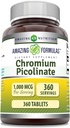 Impresionantes Fórmulas Chromium Picolinate 1000 Mcg TENIDO Tablets Suplemento TENIDO Non-GMO TEN Gluten Free ← Made in USA (1 Pack ANTE 360 Conde)