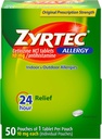 Zyrtec 24 horas de Alivio de Alergia Tabletas, Medicina de Indoor y Alergia al aire libre con 10 mg Cetirizina HCl por Tableta Antihistamina, 1 Tablet Por Pack, 50 ct Dispensit Pack