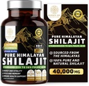 Suplemento puro Himalayan Shilajit para Hombres y Mujeres, [40,000MG, Max Strength] Contiene 50% Ácido Fulvico con más de 85 Minerales Trace para apoyar Energía, Cerebro e Inmunidad, 120 Caps Veg