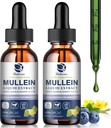 Mullein Drops for Lungs, Lung Detox &amp; Cleanse, Vegan Mullein Leaf Extract Tincture with Chlorophyll Elderberry, etc, Natural Herbal Supplement for Respiratory, Immune, 60 Servings