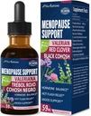 Black Cohosh Menopause Support Drops, Phytoestrogen Supplements W/Red Clover, Motherwort &amp; St. John's Wort Extract for Hot Flashes, Night Sweats & Comfort. Cimicifuga para Menopausia. 2oz