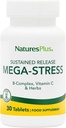Natures Plus Mega Complejo, Sujetado - 30 Tabletas Vegetarianas - Complejo B, Suplemento de vitamina C, Manzanilla &amp; Herbs - Sin gluten - 30 Servimientos