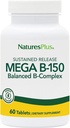 Natures Plus Mega B150 Complejo, liberación sostenida - 60 Tabletas vegetarianas - Maximum Potency B Complex Vitamin Supplement - Gluten-Free - 60 Servings