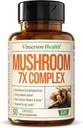 Potent Mushroom Complex with Turkey Tail, Lions Mane Extract, Shiitake Mushrooms, Reishi, Cordyceps, Maitake, Chaga &amp; Más – 7-in-1 Mushroom Supplement for Mental Clarity, Natural Energy & Focus