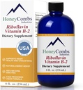 HoneyCombs Vitamina B2 Riboflavin Suplemento Liquid Drops - High Potency Vitamin B2 for Men &amp; Women - Maintain Healthy Digestion, Nervous System, Hair, Skin, Nails - Vegan Liquid Vitamins (8 Fl oz)