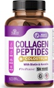Peptides colágeno para mujeres con colostrum, biotina y queratina - Tipo I, II, III, V, X - 5X Absorción superior - Piel de pelo y uñas Vitaminas - Collagen para mujeres - Píldoras colágenas - 60 cápsulas