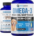 Omega 3 Aceite de pescado para perros - Aceite de salmón para perros - Suplemento de aceite de pescado de perro puede ayudar a la cama, alergia, alivio de Itch - Apoyos Esquí seco, articulaciones - Esquí de perros y suplemento de carne - 90 Píldoras de aceite de pescado EPA DHA