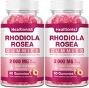 2 Packs Rhodiola Rosea Gummies Adaptogenic Rhodiola Rosea Suplemento " Cortisol Blocker for Performance, Stamina, Mood " Motivation - Non-GMO, 120 Vegan Chews