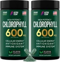 Alpha Flow [2 Pack] Chlorophyll Capsules 600mg - Chlorophyll Supplement for Energy & Skin - Internal Deodorant for Women & Men - Alternative to Liquid Drops - 240 Vegan Pills