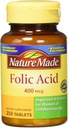 Nature Made Folic Acid (400 mcg) Tabletas, 250 Cuenta, Pack de 2