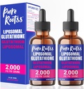 Liposomal Glutathione Suplemento líquido (Pack of 2), 98% Absorción, con vitamina C, L- Glutathione, 2 Fl Oz por botella