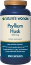 Maravilla de la naturaleza Psyllium Husk 500 mg cápsulas para la salud digestiva, fibra de base vegetal, 200 conteo
