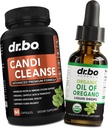 Candi Cleanse " Oregano Oil Drops - Extra Strength Probiotic Complex Cleanser & Organic Liquid - Natural Oral Herbal Caprylic Acid Capsules " Oil of Oregano Drops Tincture Extract