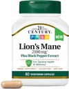 21st Century Lion's Mane 2,100 mg, Plus Black Pepper Extract, Vegetarian Capsules, 60 Conde