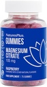 NaturesPlus Gummies Magnesium Citrate - 75 Gummies, Raspberry - Ayuda a calmar la mente y el cuerpo, soporta la densidad de los huesos - Vegetariano, Gluten Gratis, No GMO - 25 Servimientos