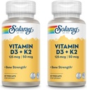 SOLARAY Vitamina D3 + K2, D &amp; K Vitaminas para Absorción y Apoyo al Sistema Cardiovascular Saludable &amp; Arteries, No GMO &amp; No Soy
