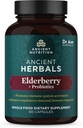 Antigua Nutrición Elderberry y Probióticos Suplemento, Antiguos Herbals Black Elderberry Capsules, Immune System Support, Whole Food Supplement, Gluten Free, Paleo y Keto Friendly, 60 cápsulas