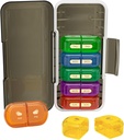 Organizador semanal de píldoras 2 veces al día, Moisture-Proof, Compartments desmontables, AM PM Pill Box 2x 7 Día, Organizador de píldoras/Fish Oil/Medication/Vitamin/Supplements (Black + Colorful)