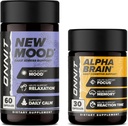 ONNIT Premium Alpha Brain Bundle - Nootropic Brain Supplement (30 Count) for Focus, Concentration & Memory + New Mood Supplement for Stress Relief, Sleep and Mood (60 Count)