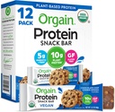 Orgain Orgain Organic Vegan Protein Bares, Chocolate Chip Cookie Dough - 10g Plant Based Protein, Baja Calorie Healthy Snacks, No Lactose o Soy Ingredientes, Gluten Free, Non-GMO - 1.41 Oz (Pack of 12)