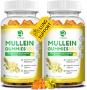 (2 Pack) 9 in 1 Mullein Gummies for Lung Cleanse " Detox, Extra Strength Mullein Leaf Extract w/Quercetin, Bromelain, Elderberry " Marshmallow for Respiratory, Immune " Digestive, Vegan,120 Count
