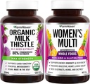 FarmHaven Milk Thistle Capsules and Multivitamin for Women ◾ 22 Nutrientes esenciales, Frutas y verduras Mujeres Multivitamínicas ¦ Boosts Energy, Immune, Heart Health Bundle