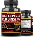 Ginseng Rojo Panax Coreano, Suplementos de Ginseng Rojo Premium 3140mg (Ginsenoside 5%) Coreano Red Ginseng Intensive 60 capsules (Maca Root) Hecho en EE.UU.
