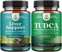 Bundle of Liver Cleanse Detox " Repair - Herbal Liver Support Milk Thistle Supplement and Advanced Bile Salt TUDCA Supplement - Extra Strength TUDCA 500mg per Serving Bile Salts for Gallbladder,Kidney