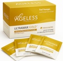 UltraMAX Gold de edad - HGH suplemento de envejecimiento para hombres de mujeres - Rejuvenece la piel, Restaura Aspecto juvenil, Boost Energy &amp; Sleep, Effervescent Powder - Valencia Orange Flavor - 22 Packets