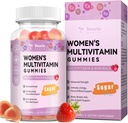 Totaria Sugar Gummies Multivitamina gratis para Mujer 14+ w/Iron, Inositol, Folate, Biotina, Mujer Diariamente Multivitamina Gummy w/Vitamin A, C, B, D3, K2, para el cabello, Skin, Energía, Inmune, Sabor de Fresa