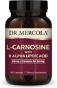 Dr. Mercola L-Carnosine con suplemento dietético R-ALA, 500 mg L-Carnosina por ser, 30 servidos (60 cápsulas), No GMO, Gluten Free, Soy Free
