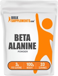 BulkSupplements.com Beta Alanine Powder - Beta-Alanine Supplement, Pre-Workout Supplement - Unflavored & Gluten Free, 3g per Serving, 100g (3.5 oz) (Pack of 1)