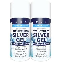 Colloidal Silver Gel Extra Strength - 35ppm Activated Colloidal Silver Gel para potencia máxima - Made in USA - Formula estructurada en un conveniente 2 Pack