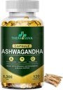Ashwagandha orgánica + Black Pepper, todo el suplemento natural de alta potencia para el alivio de estrés y la vitalidad 120 Softgels, suministro de 60 días