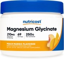 Nutricost Magnesium Glycinate Powder (Peach Mango, 250 Grams) - Magnesium Glycinate (como Bisglycinate)