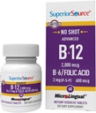 Fuente superior NO Shot Advanced B-12 2,000 mcg B-6 / Folic Acid 600 mcg - Folic Acid for Women &amp; Hombres - B Vitaminas Suplemento Apoya Energía &amp; Salud Celular - 60 Tablas sublinguales de disolución