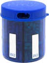 Dispensador de píldoras suplementarias Monster Jr con etiquetas - Mantiene pequeñas vitaminas de medicación mediana y dispensa fácil de One Container Incluye etiquetas de compartimiento (Monster Jr Blue UV - 1 paquete)