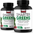 FORCE FACTOR Smarter Greens Tablets, 2-Pack, Greens Suplemento con 25+ Superfoods y Antioxidantes para mejorar la digestión, reducir el estrés, fortalecer la inmunidad y apoyar el metabolismo, 180 Tablets