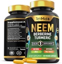 Neem Leaf Suplemento - 8in1 Fórmula - Combina con Berberine, Turmeric, Holy Basil, Amla, Artichoke, Milk Thistle y Black Pepper - Immune Support - 120 cápsulas para 4 meses de suministro